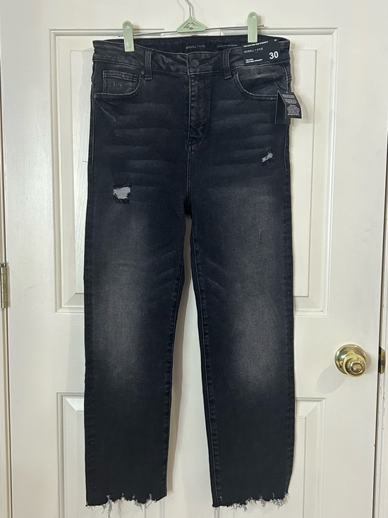 Kendall & Kylie Denim - Kendall + Kylie Women's The Icon High Rise Straight sz 30 Black Denim Distressed